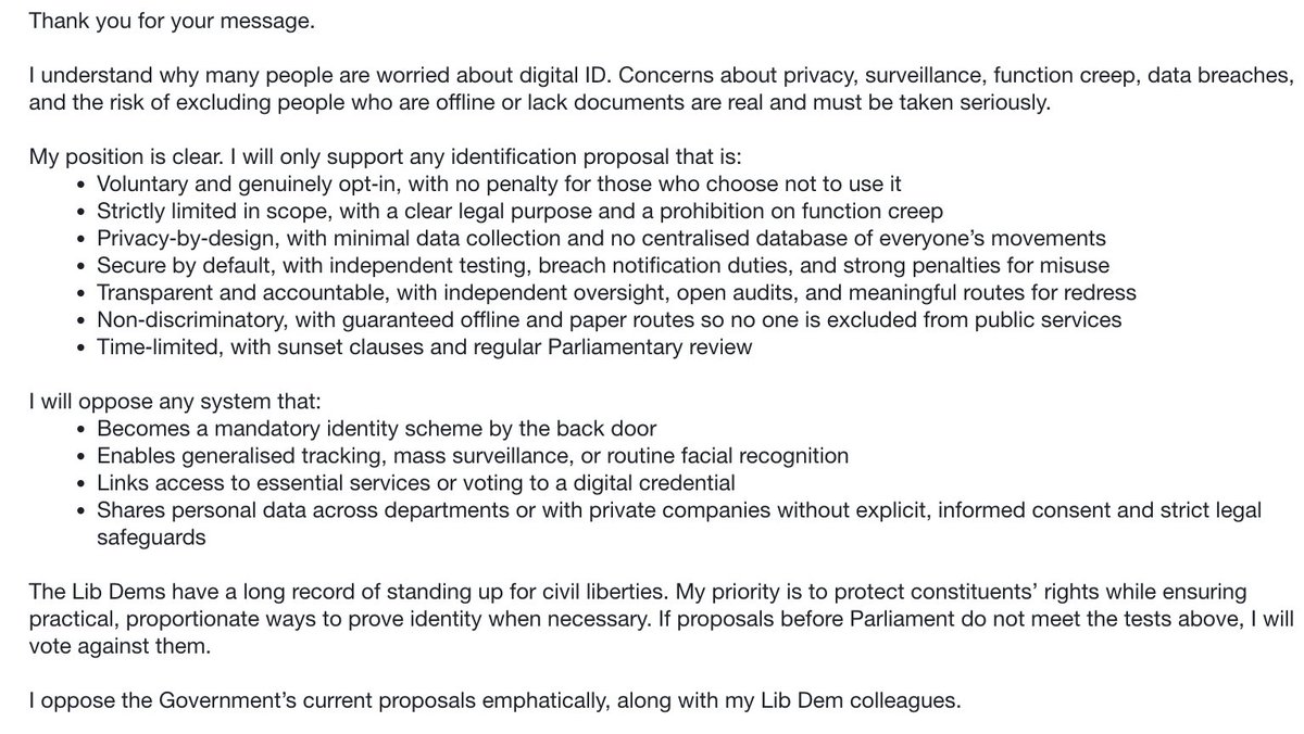 This is the response of my MP re:Digital ID