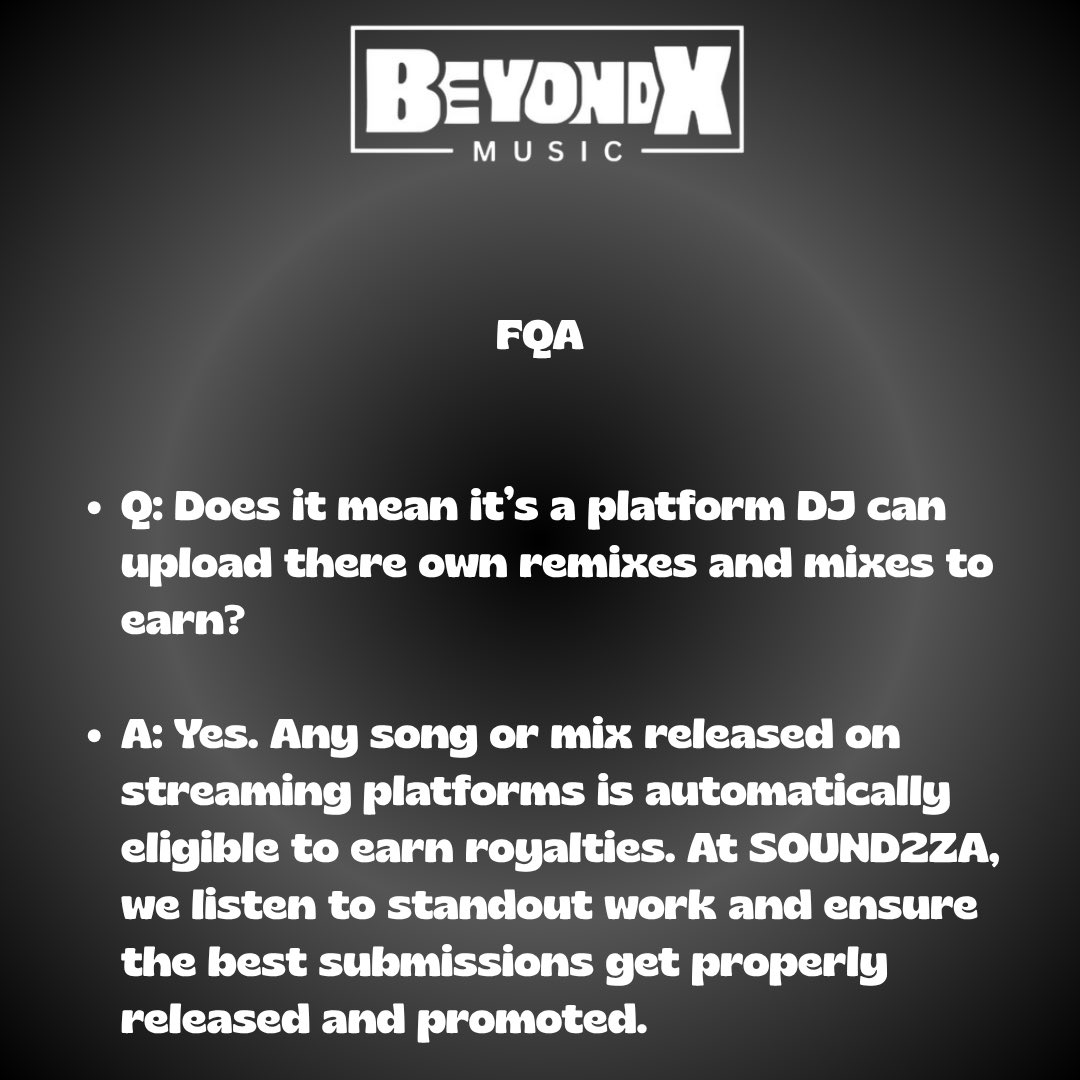 TheBeyondXMusic's tweet photo. The FAQ wave has started. We’ve answered some of your top questions — now it’s your turn!

What else do you want to know about SOUND2ZA, our drops, or the movement?
Comment, email or DM us 👇🏾

#SOUND2ZA #BeyondXMusic #LucianOguguo https://t.co/UE8I0zuaJA