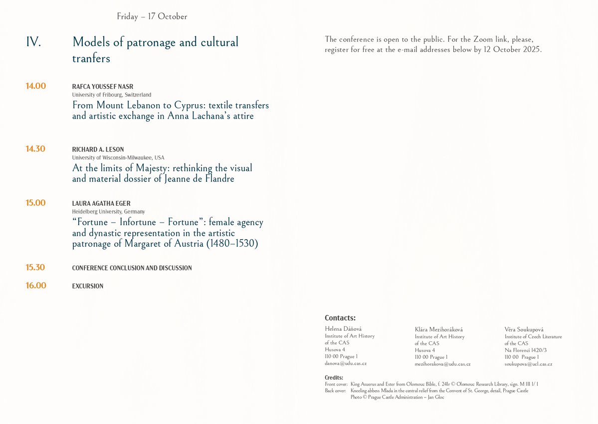 CONFERENCE: Communication – Cooperation – Confrontation: Queens, Noblewomen, and Burgher Women in the Middle Ages

You can join us in person or online via Zoom: cesnet.zoom.us/j/99301821697?…

Meeting ID: 993 0182 1697
Passcode: 568660
