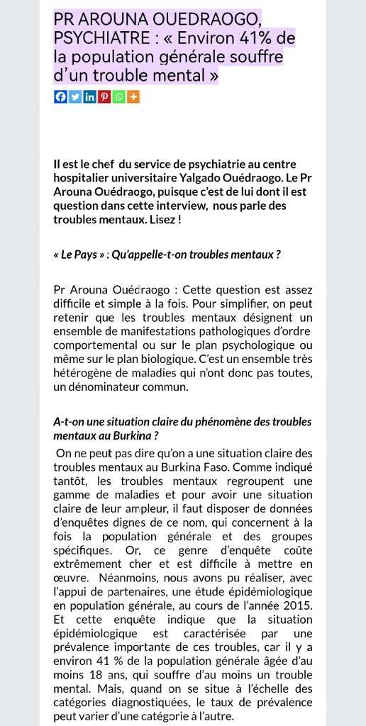 HuguFlavieNARE's tweet image. En 2015 Pr Arouna Ouédraogo disait qu' « environ 41% de la population générale souffre d'un trouble mental».

Cher Professeur, sans avoir peur ni risque de me tromper qu'avec tout ce qu'on vit le taux a dépassé les 60% après 10ans. J'ai eu de nouveaux collègues😌.

#LeFou2LaTL226