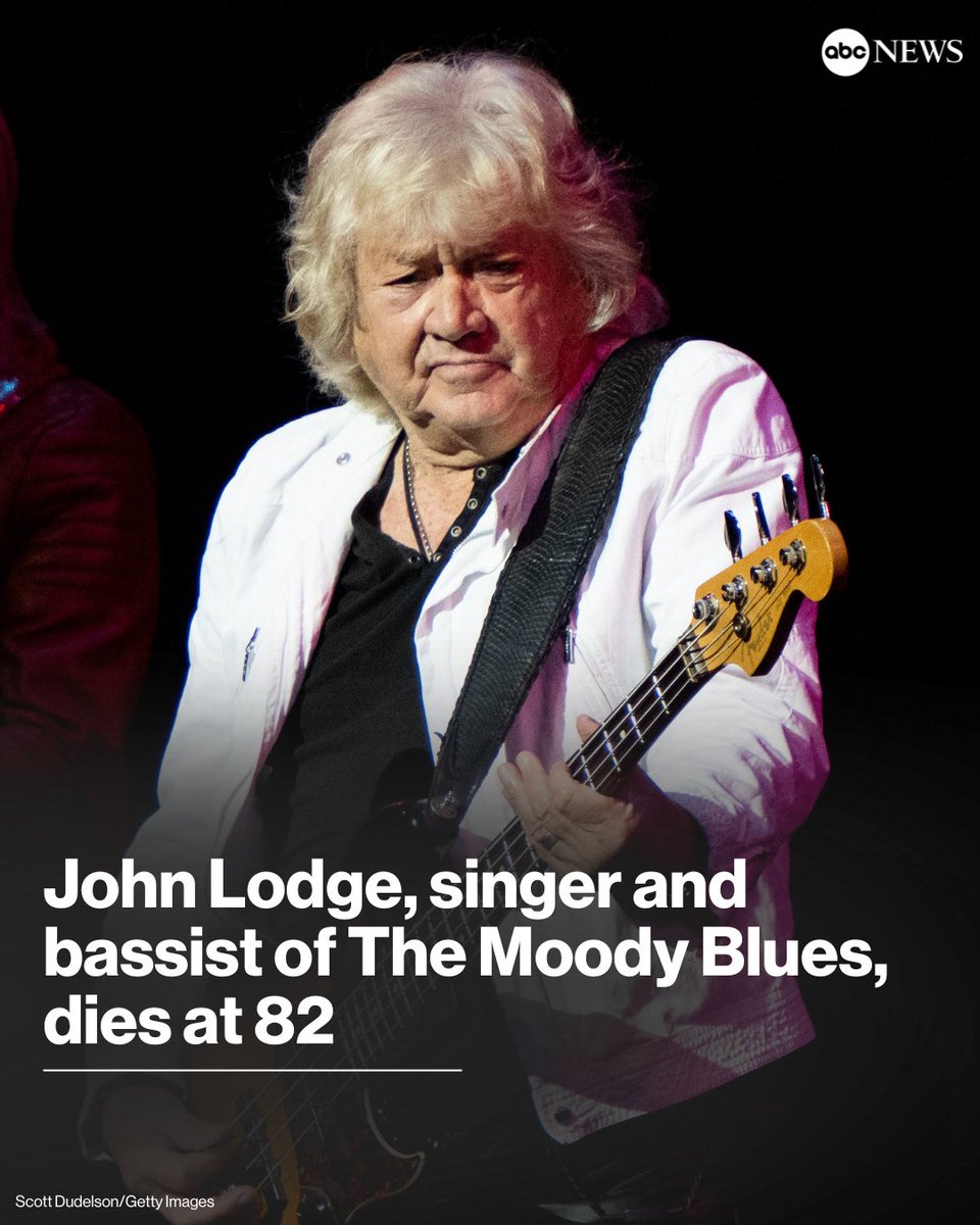 ABC's tweet image. John Lodge, the singer and bassist of British rock band The Moody Blues for more than 50 years, has died. He was 82. abcnews.link/cV7tDwP