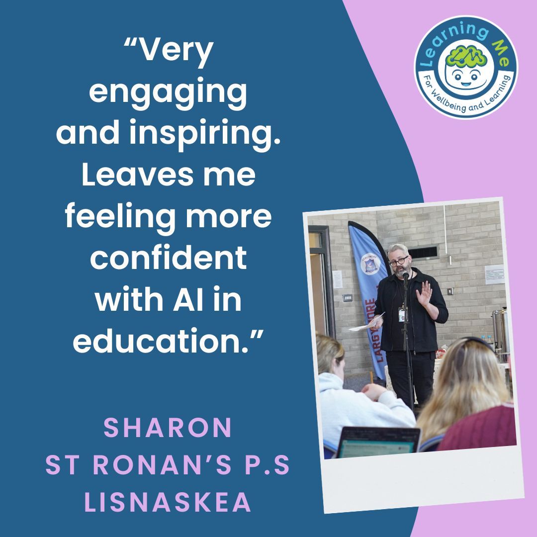 Learning Me (@learningmeedu) on Twitter photo "Very engaging and inspiring. Leaves me feeling more confident with AI in education"- Sharon, <a href="/stronansprimary/">St. Ronan's Primary & Nursery School</a>, Lisnaskea.
Our Teacher Professional Learning sessions have been receiving positive feedback from educators. Book your session today at learning-me.com! "Very engaging and inspiring. Leaves me feeling more confident with AI in education"- Sharon, <a href="/stronansprimary/">St. Ronan's Primary & Nursery School</a>, Lisnaskea.
Our Teacher Professional Learning sessions have been receiving positive feedback from educators. Book your session today at learning-me.com!