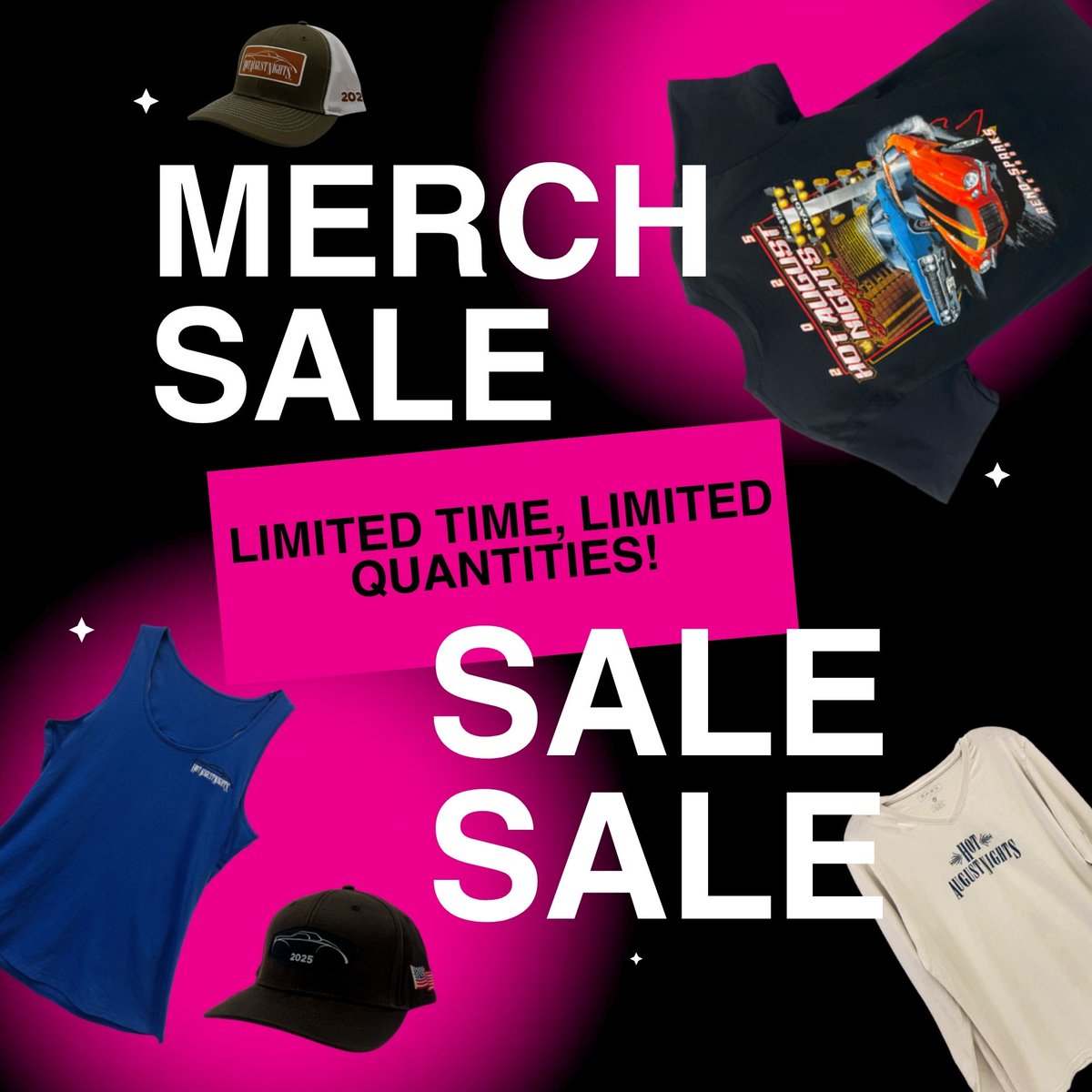 HotAugustNights's tweet image. 🏁🔥 Select Merch is On Sale! 🔥🏁

Rev up your style with discounts on official Hot August Nights merchandise!

👉 Shop now and show your HAN pride in style!
hotaugustnights.net/han-store/

#HotAugustNights #HANMerch #SaleAlert #LimitedEdition #CarCultureStyle #ShopNow #RenoEvents