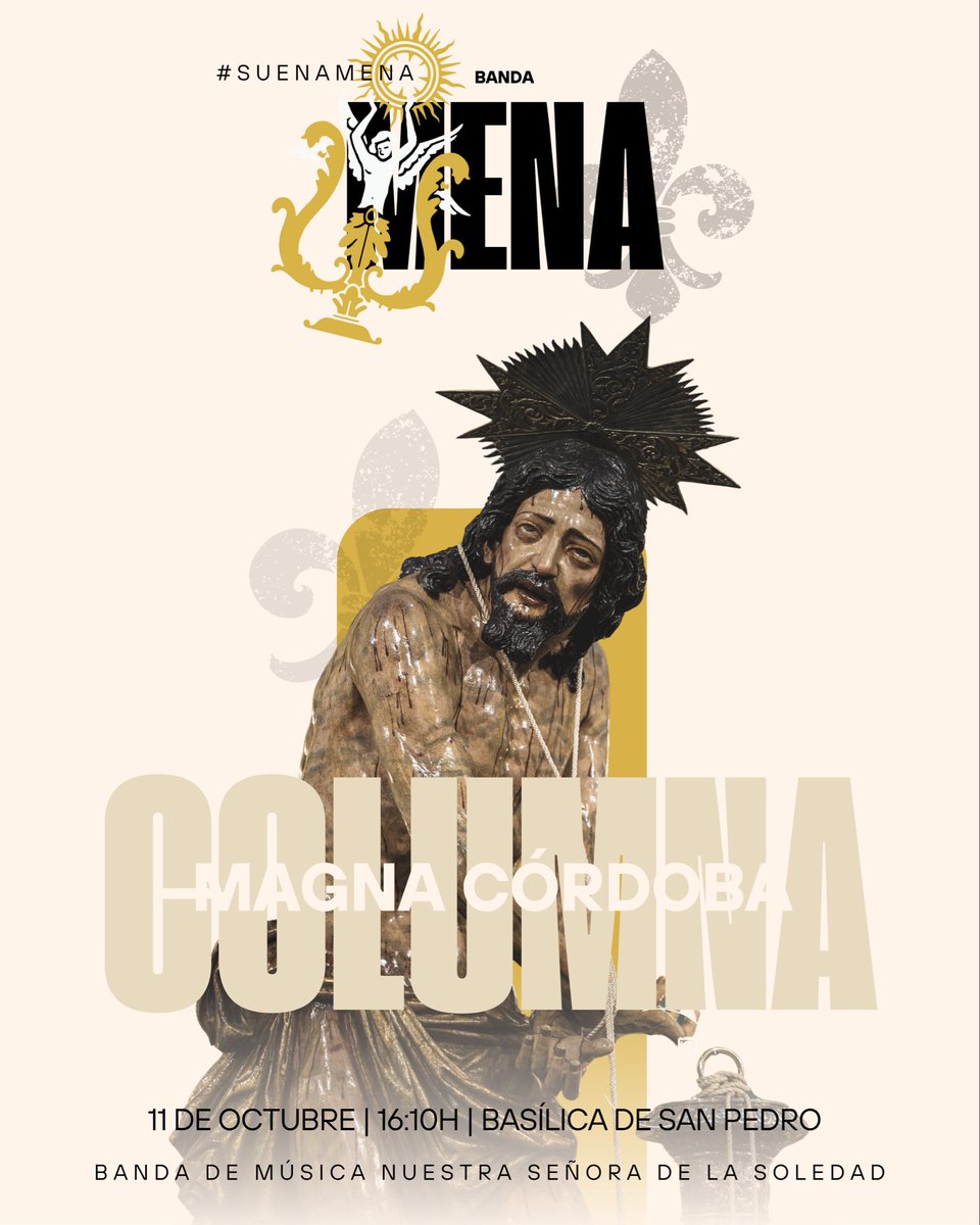 ¡Córdoba, nos vemos! 🤩

Ha llegado el momento de acompañar a <a href="/lacolumnapriego/">Hdad. de la Columna</a> en el #MagnoVCOR25.

🗓️ 11-oct
⌚️ 16:10H
📍 B. de San Pedro

Arropa a nuestra formación con tu 📸. ¡Queremos ver tus fotos, vídeos y cómo vives este día con nosotros! 

#BMSoledadMena ⚜️
#SuenaMena