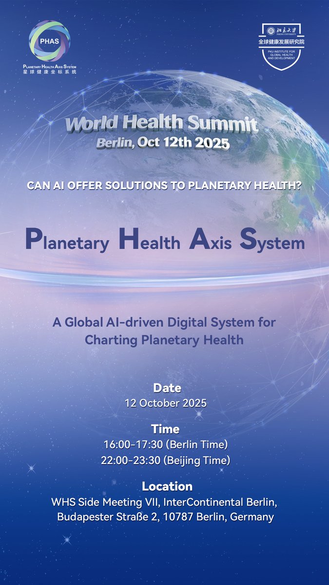 PKU1898's tweet image. What if we had a digital compass… for the planet’s health?🧭

Now we do—Peking University, with global partners, has initiated the Planetary Health Axis System (PHAS).

As the world’s first large-scale AI model for planetary health, PHAS integrates 48,000+ variables across four…
