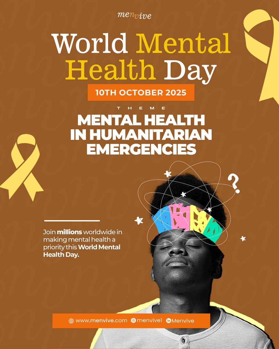 Menvive's tweet photo. In every crisis, mental health is lifesaving.

Let's be be part of the response.

Join millions worldwide in making mental health a priority this World Mental Health Day.

Mental health is humanitarian aid. 

Make mental health a priority today.

Happy World Mental Health Day. https://t.co/6fG1aQkSbT