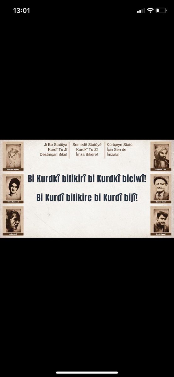 Türkiye Büyük Millet Meclisi’ni, Kürtçeye resmi statü tanınması ve Kürtlerin hakkı olan anadillerinde eğitim hakkının güvence altına alınması adına gerekli anayasal ve yasal adımları atmaya davet ediyoruz.

#JiboStatûyaKurdî