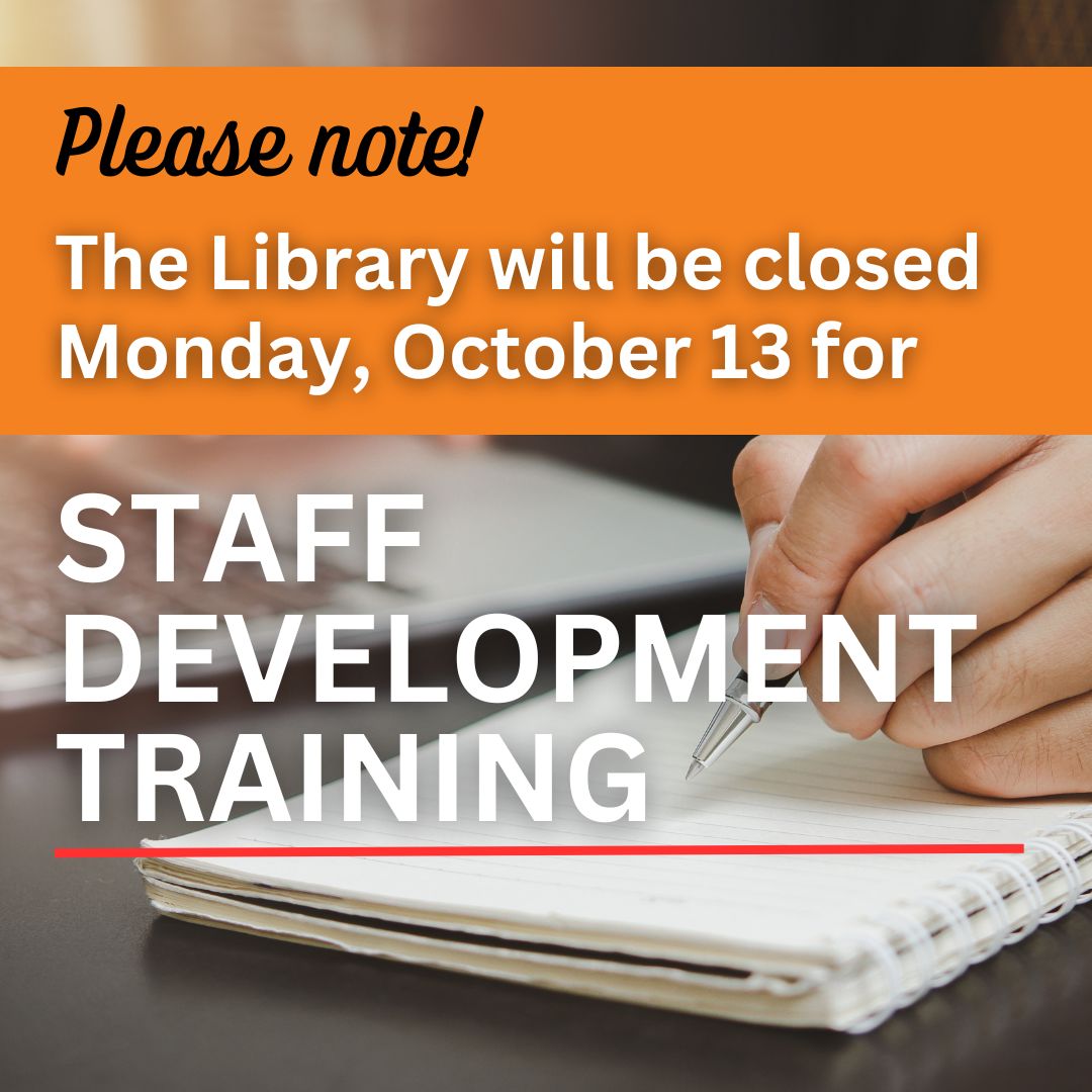 HankinLibrary's tweet image. Please note! The Library will be closed on Monday, October 13 for Staff Development Training. We will reopen on Tuesday, October 14 at 9:30 am.

#HankinLibrary