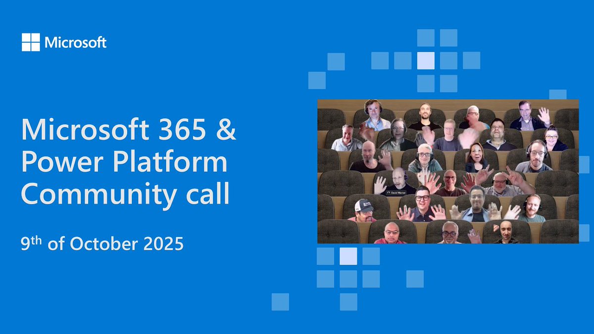 SharePoint's tweet image. 💾 Recording of the #Microsoft365 & #PowerPlatform Community call 9th of October
• The latest updates
• Focus this time on #PowerApps, #CopilotStudio & #SharePoint
• Presented by Syed Md Maruf Hasan, Ivan Wilson (cont) msft.it/l/6015s2B6R