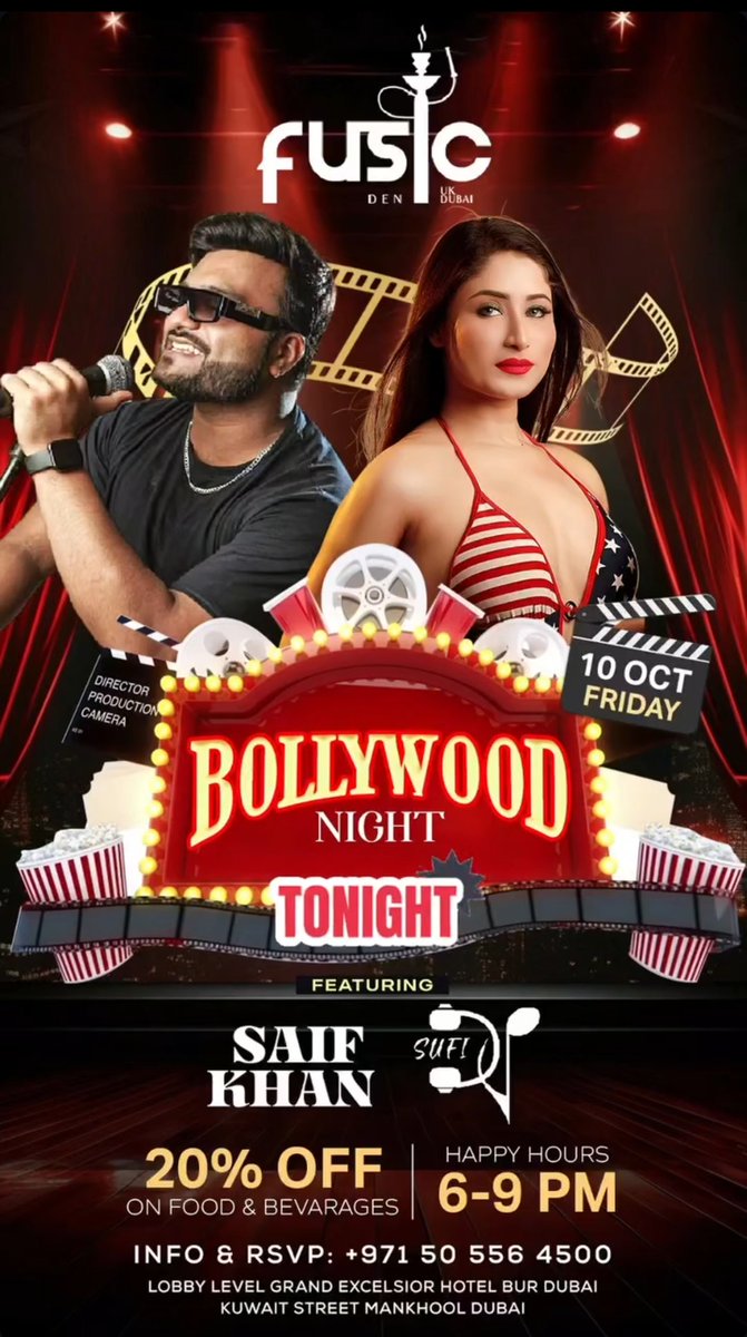 SUFIKHAN_SK's tweet photo. ๐BOLLYWOOD NIGHT at @fusic_den ๐Friday,10th October 2025๐Dubai
๐ฅ LIVE PERFORMANCES ๐ฅ
๐ง DJ SUFI (@djsufiofficial) โ Dropping the hottest Bollywood beats!
๐ค SAIF KHAN LIVE BAND (@saif_khan_singer)Soulful Sufi vocals,live guitars & drums.๐ธ๐ฅ
#DJSufi #DJSufiLive #DJSufiDubai https://t.co/pQsBTxjQ5e