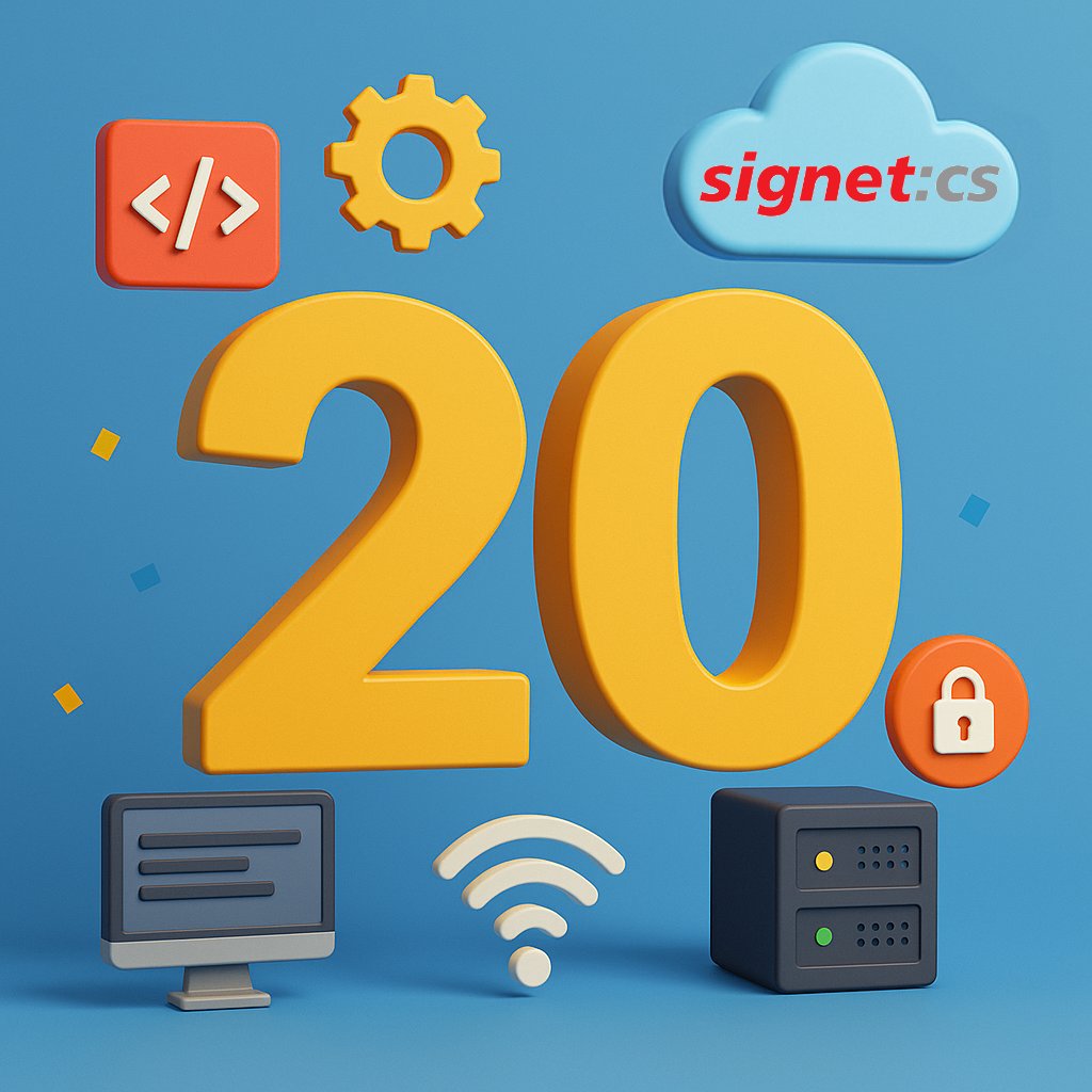 SignetCS's tweet photo. Danas slavimo 20. rođendan!

Kada smo počinjali davne 2005. godine, IT svet je izgledao sasvim drugačije.

Ponosni smo na svoje uspehe, ali pre svega na klijente i partnere, od kojih su neki sa nama od samog početka!

Hvala svima koji su deo naše priče.

#SignetCS #IT #20godina https://t.co/6MKaFK5jiV