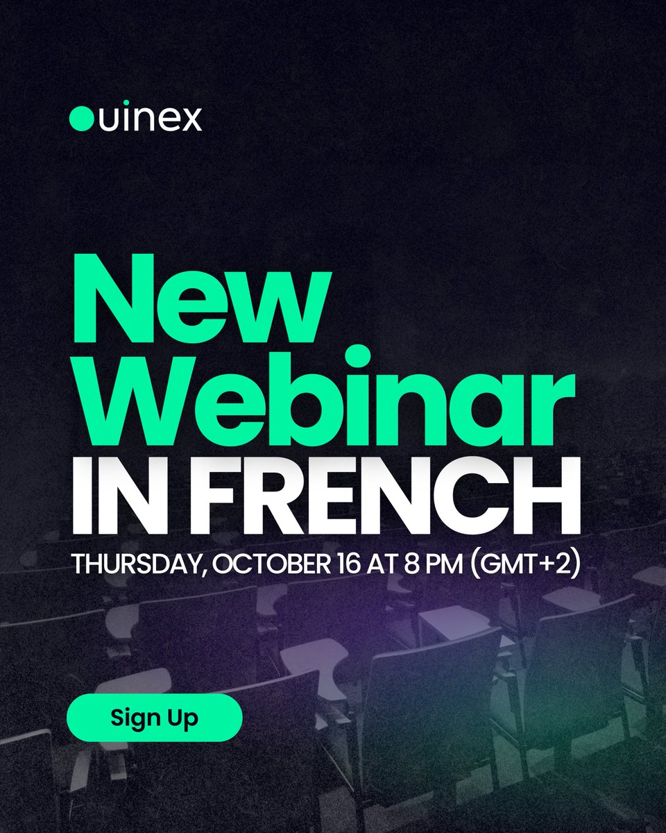 Ouinex's tweet image. It&apos;s time for another webinar! This time in French. Join us for the latest updates on progress, as well as a fundraising overview. So much has happened in the last few weeks after launching Ouinex Beta!

Save the date: Thursday, October 16 at 8 PM (GMT+2) Don&apos;t miss out, register…