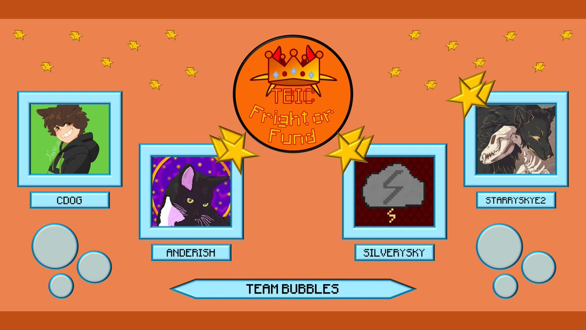 TBICEvent's tweet photo. Announcing Team Bubbles!

@CdogThePro, @Anderisz, @Silverysky1, &amp; @Starry_Skye2 

Watch them compete for charity in TBIC: Fright or Fund on Saturday, October 11th, at 1pm EST! https://t.co/Ha6HCHwCK9