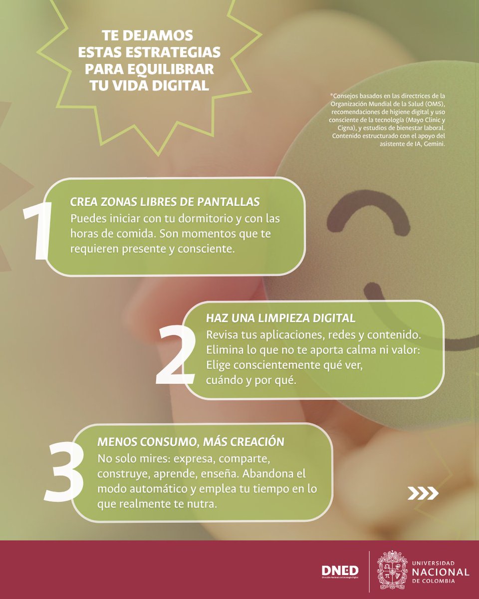 Hoy, en el #DíaDeLaSaludMental, recordamos que el bienestar digital también es parte del equilibrio: crear, compartir y reconectarnos con intención. 🌿

#BienestarDigital #SomosInnovaciónDigital #SomosUNAL