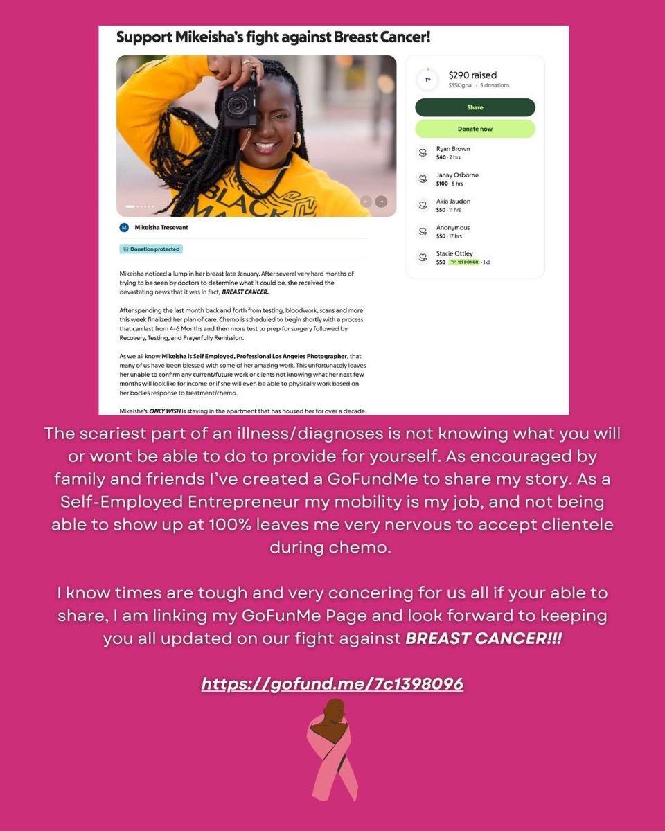 Mikeisha_'s tweet photo. Happy First Breast Cancer Awareness Month to Me! 🩷 It’s about 2 Months into a diagnosis and I still find it hard to formulate the words… “I HAVE CANCER”… 😳🥹

I promise to fight… I’ll post and share what I can 

🎀 LoveKeisha 🎀

GoFundMe: https://t.co/4Nmn9Ebo7x

#fkcancer https://t.co/pYZ4e7DYmw