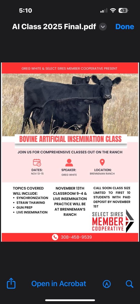 I get asked about AI schools in our area and here is 2 in November right here in the ‘hills. Got this info off of FB,  so if you need help connecting, please reach out to me. If you know of other AI schools coming up in Nebraska and surrounding states I’d be glad to share here.