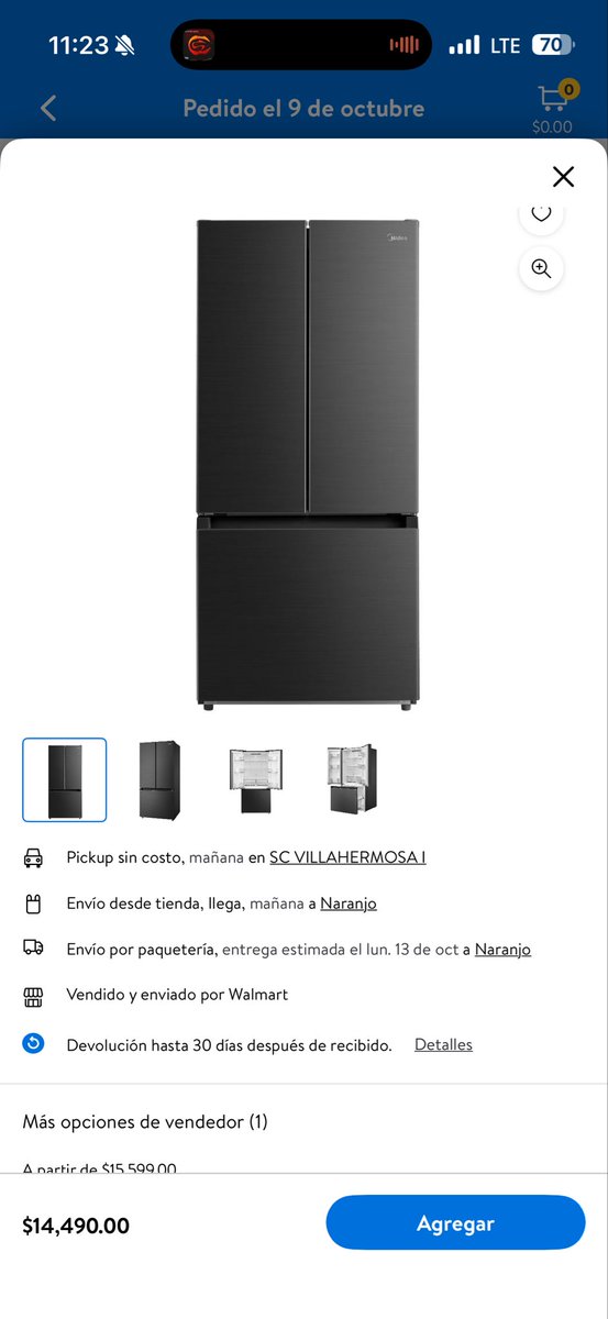 GFReynaud's tweet photo. Que pésimo servicio @WalmartMexico, como ve @Profeco, solo me ofrecen cancelar y mientras yo sin refrigerador @Midea 🙂 cree que uno tiene el tiempo por un “error” de ellos. https://t.co/1EbTJXLag1