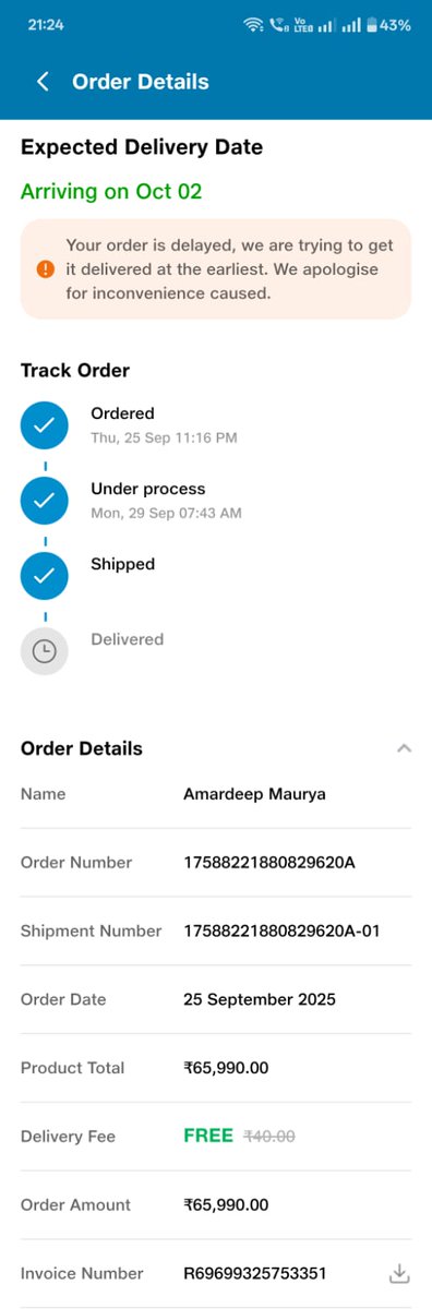 n_u_chill's tweet photo. My brother ordered an iPhone 16 Plus order from JioMart (Sept 25, Order #17588221880829620A) still not delivered! @JioMart
 @JioMart_Support This is not a kind of service we expect from JIO my ₹66000 is stuck and no updates have been provided PFA #iPhone16 #JioMartDelay https://t.co/YuDlqaTPzn