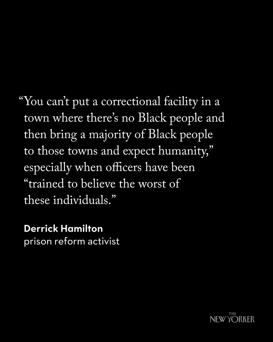 NewYorker's tweet image. Some of New York’s prisons are situated in communities that are almost entirely white. Half the prison population is Black. In discussing the problems in the prisons, a prison-reform activist said, “I really believe it stems from culture.”
newyorkermag.visitlink.me/QBDqgH