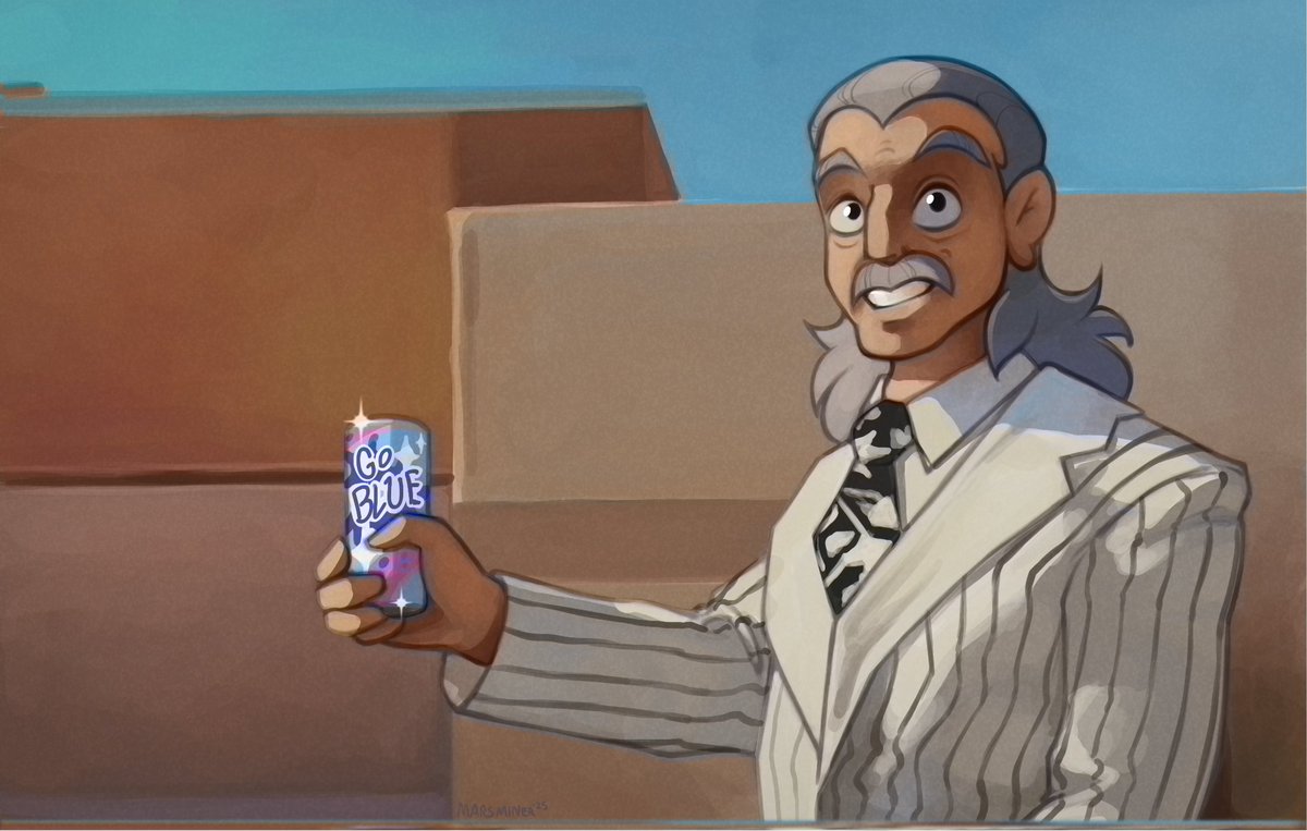 mars_miner's tweet image. Knights of Guinevere Sparky if he became an older yet relatable icon for a Guinevere themed energy drink.
I based this off an old japanese commercial with Arnold Schwarzenegger in it lol. 
#knightsofguinevere