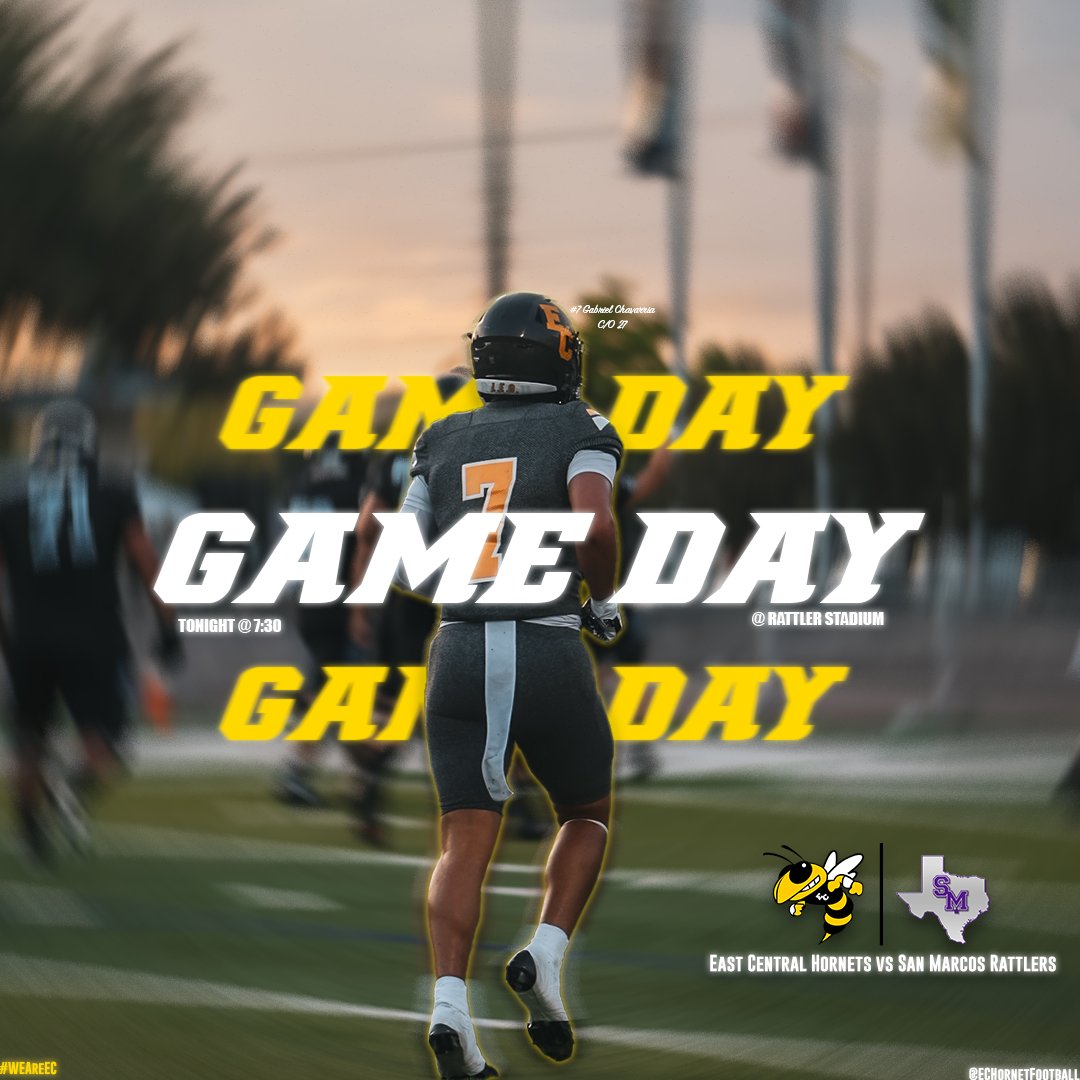 _ECAthletics's tweet photo. GAME DAY
Your Hornets travel to face the San Marcos Rattlers!
October 10, 2025
Kickoff: 7:30 PM
Rattler Stadium
Grab your tickets here: https://t.co/FCCWwyKn6c
Letβs pack the stands and show that #HornetPride #WeWillWin | #ECFamily | @_ECHSFootball @ECISDTweets https://t.co/n2e8dNtMnm