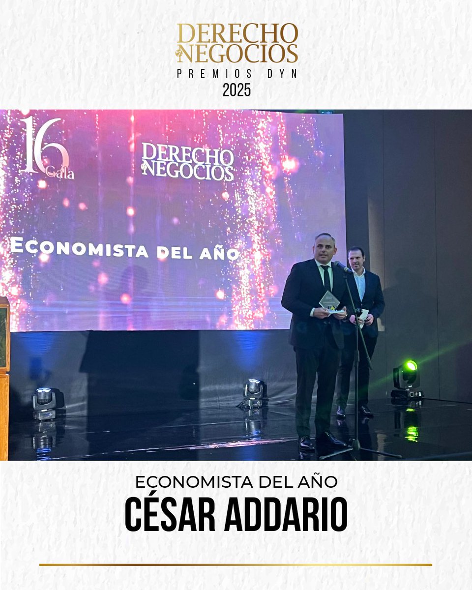 #PremiosDyN | Felicidades César Addario por recibir el reconocimiento Economista del año. <a href="/CesarAddario/">Cesar Addario</a> 

César Addario cuenta con una destacada trayectoria en el análisis económico y la estructuración financiera soberana y corporativa. 

#PremiosDerechoyNegocios2025