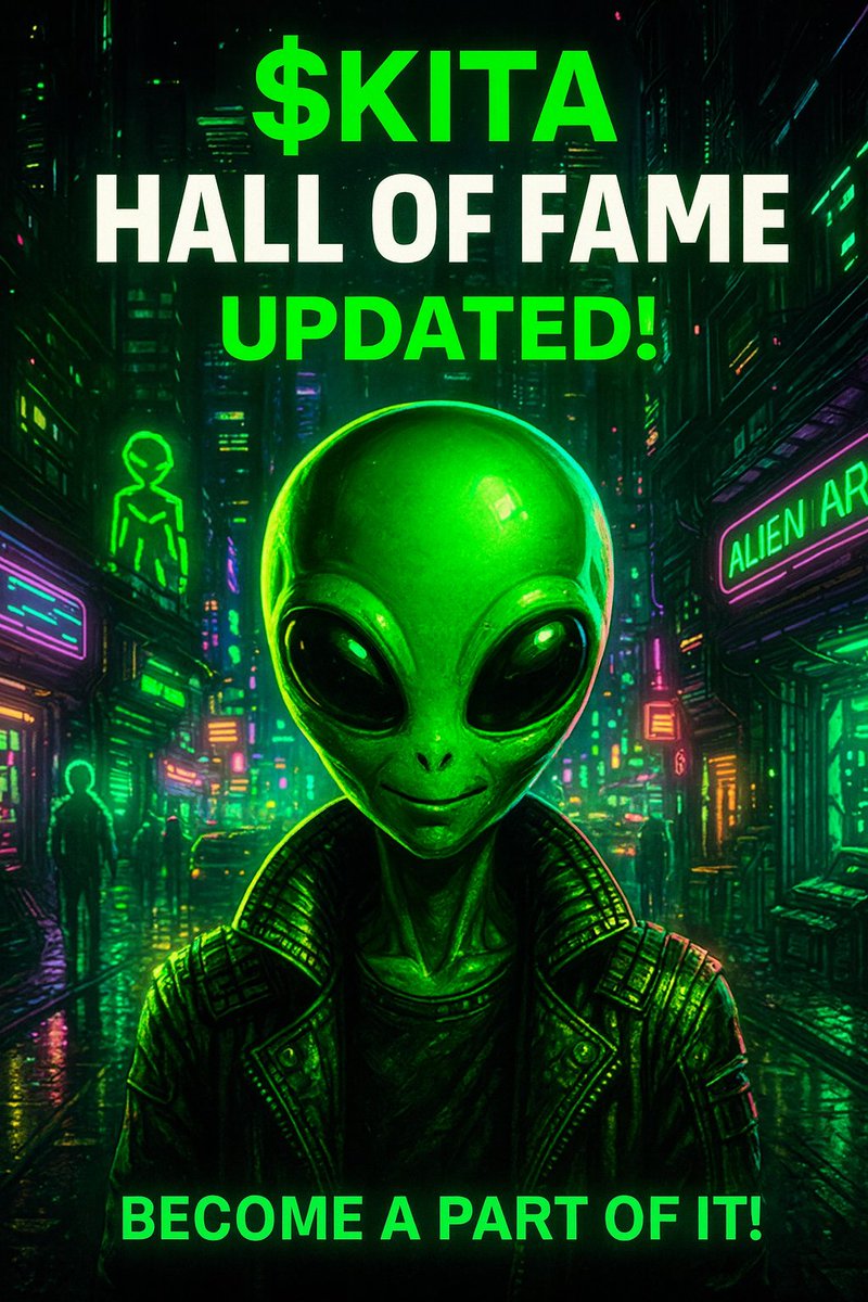 AlienKITA's tweet image. Hall of Fame Updated! 🏆
Legends are rising — will you be next? 💚
🔥 Burn, 💰 Stake, 💎 Hold — every action counts toward eternal glory.
Join the ranks of the elite on skita.io/hof.html

#KITA #AlienArmy #Solana #HOF