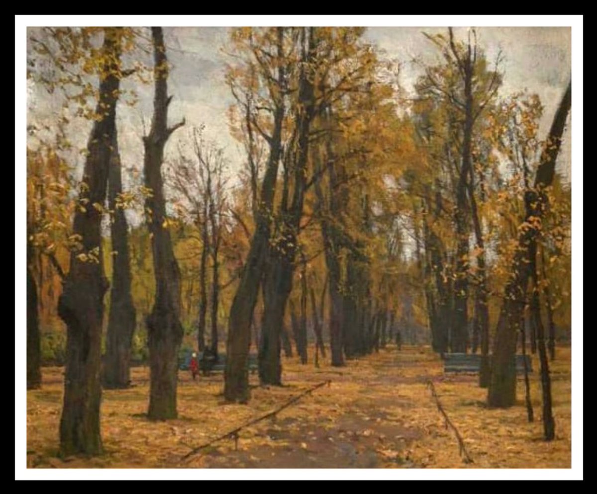 abderoud's tweet image. "In the Old Park," 1975
Canvas, oil, 69.8 x 84.7 cm
By Aleksey Mikhailovich Gritsay, (1914–1998).