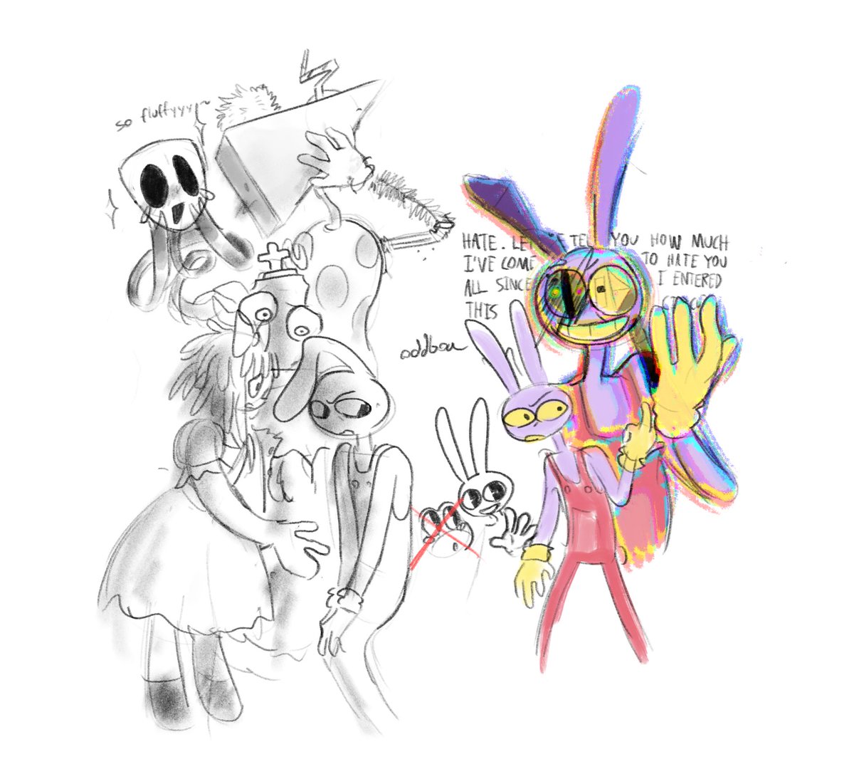 oddboa's tweet image. Amazing Digital Circus doodles !!! (mostly Jax tbh) Abstragedy too because my blorbos.
