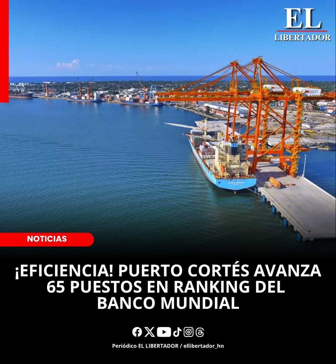 Puerto Cortés ha sido valorado como el segundo puerto más eficiente de Centroamérica, según el Banco Mundial, escalando 65 posiciones en el ranking de desempeño portuario. 

Más detalles: ellibertador.hn/2025/10/10/efi…

#Noticias #ELLIBERTADOR