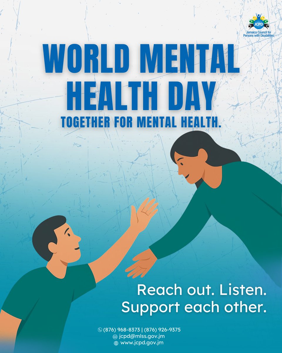 October is Mental Health Month 💚

It’s okay to reach out — you’re not alone.

Let’s break the stigma and build a Jamaica where everyone feels safe to speak, heal, and seek support.

#MentalHealthAwareness #YouAreNotAlone #EndTheStigma #JCPD