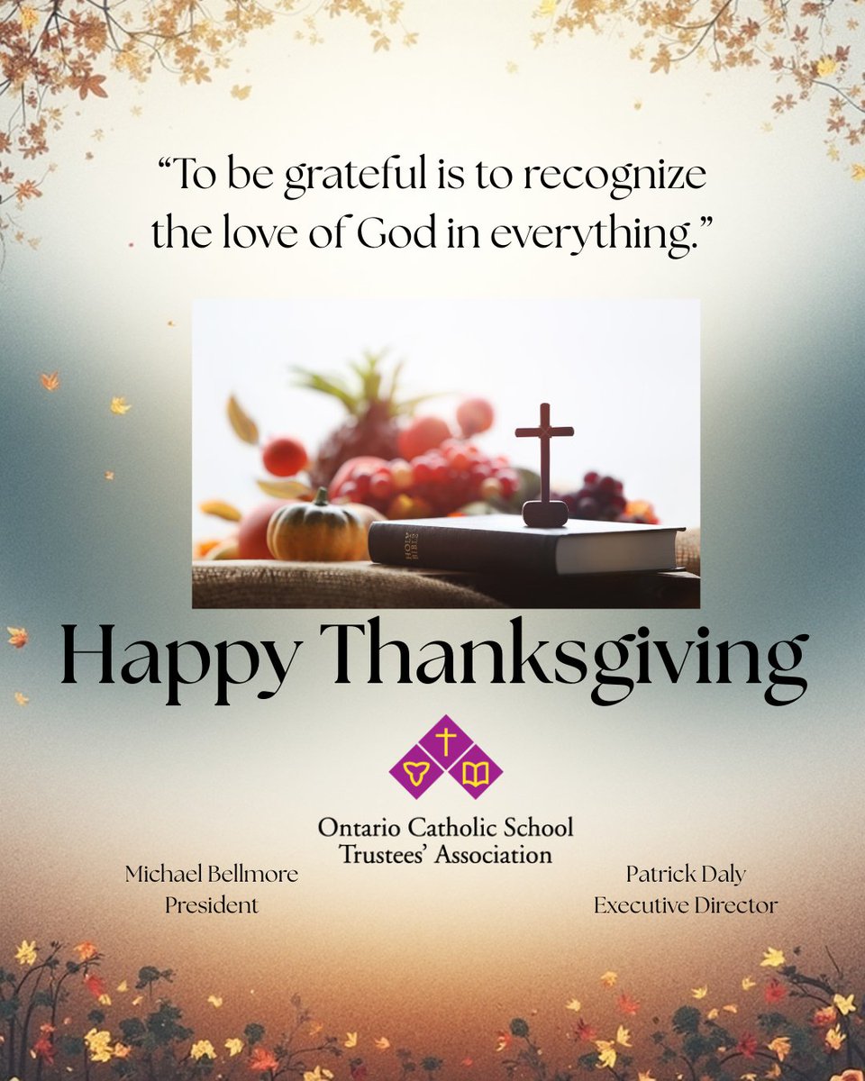 “To be grateful is to recognize the love of God in everything"

Happy Thanksgiving!
#PilgrimsOfHope #onted
