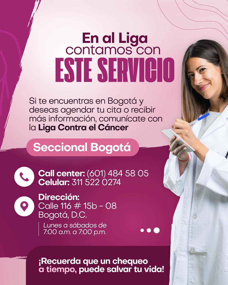 Así como Sandra, la importancia de acudir al médico es esencial para detectar de manera temprana cualquier anomalia y tratar oportunamente.

¡Si estás en Bogotá, puedes comunicarte al celular 311 522 0274 y agenda tu cita ahora!

#LaLigaTeCuida #LaLigaNosUne #LaLigaTeInforma