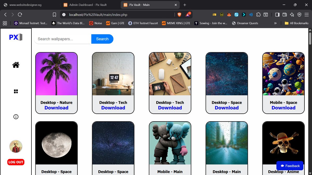 Dev_Maxin's tweet image. Still on day 1
Finished the pix vault project with the help of @wikistech0
Added an Authorization function for users
Added profile settings/ profile photo for users
Fixed alot and I mean a lot of php bugs.
Restructured the frontend for mobile view
Would launch beta soon.