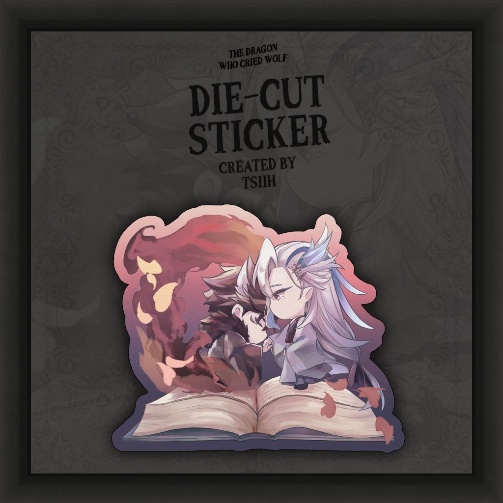 what's that behind you? ... oh, it's this mystical and emotional die-cut sticker by <a href="/rilakkutsu/">Tsiih ʕ – ᴥ – ʔ || ZINE GRIND</a>! 

pre-orders for our dark fantasy wriolette zine open on october 15th 🌙 

{ #wriolette #wriothesley #neuvillette }