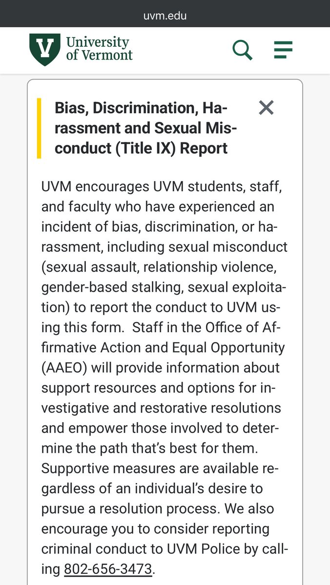 Anarseldain's tweet image. Make sure to respectfully tell the University of Vermont your opinions – especially if their decision would make you feel unsafe, if you decided to attend there, or if you will be choosing another school due to their decision!