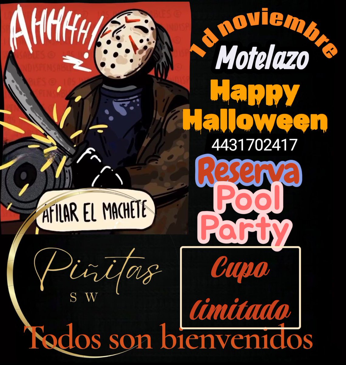 Ya reservaron!!!
Pocos lugares
Cupo limitado 
11 pm 
Halloween 
Pool party
✨️🔥🎃🍍