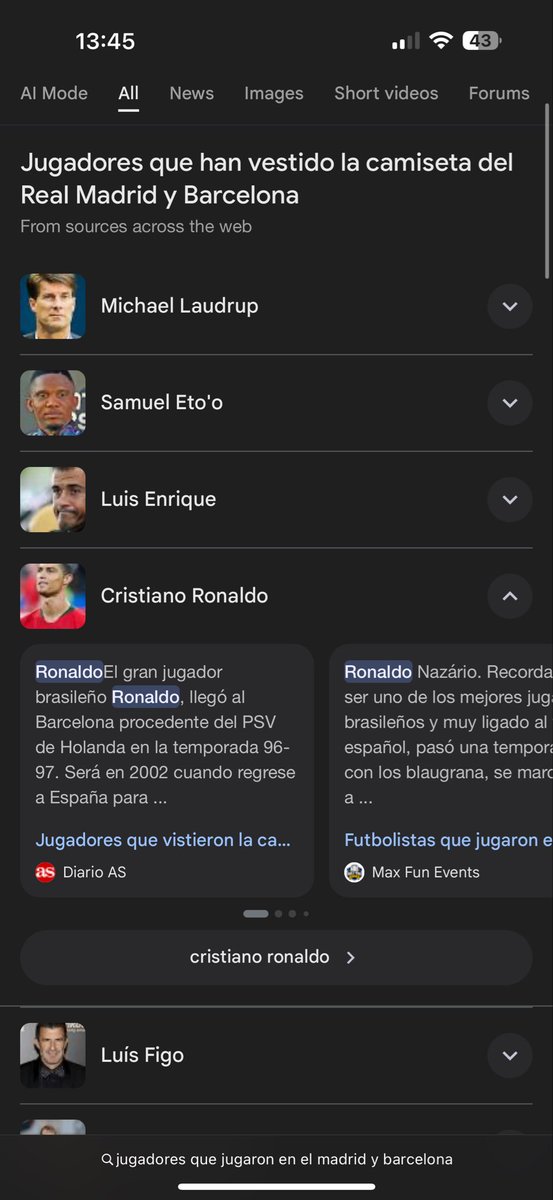 koolsnowrider's tweet photo. @Google lol google thinks Ronaldo Nazario is Cristiano Ronaldo hahahaha https://t.co/hoMiRXw3PY