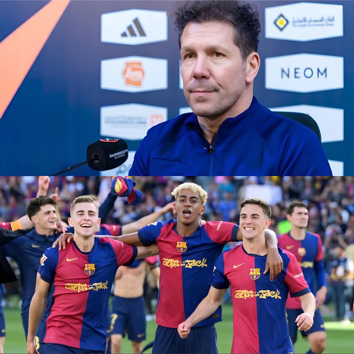 Diego Simeone 🗣️: "Barcelona this season?

Yes, some results haven't been positive, but you can't judge it by two or even three games. 

Every great team goes through moments where it finds its feet.

This team is still the best in my opinion and was able to recover quickly