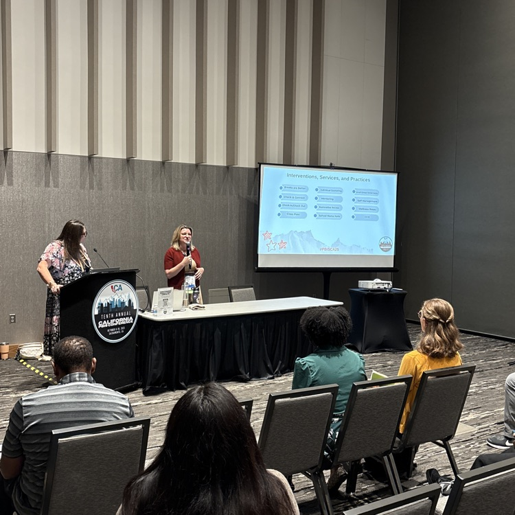 Ophir principal Aimee Hubbard with Jen Garcia and Lora Fox presenting today at the PBIS (positive behavior intervention and supports)conference in Sacramento. Way to represent OCESD.