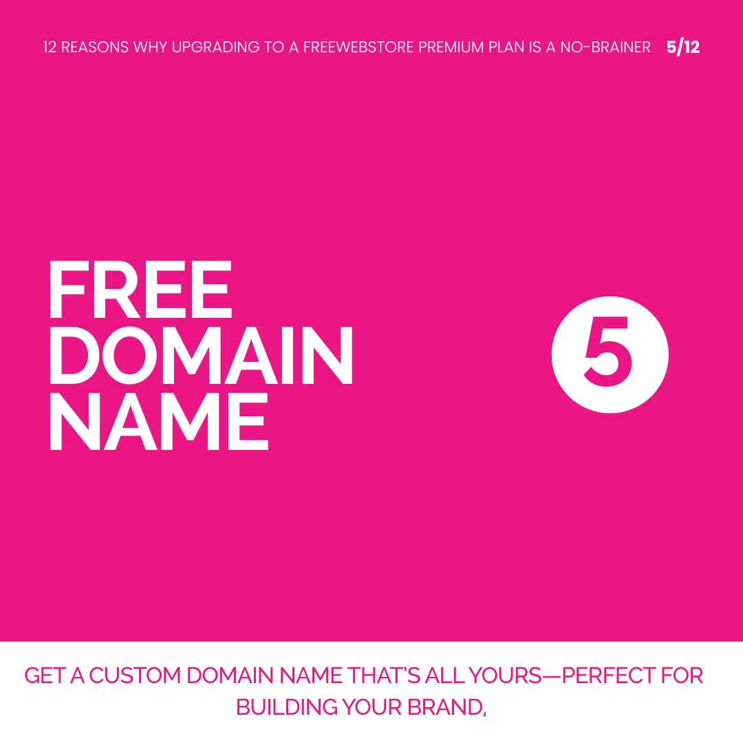 5. Free Domain Name

Get a custom domain name that’s all yours—perfect for building your brand, boosting your SEO, and giving customers confidence that they’re shopping from a legitimate business.

blog.freewebstore.com/2025/07/31/12-…

#12ReasonsToUpgrade
