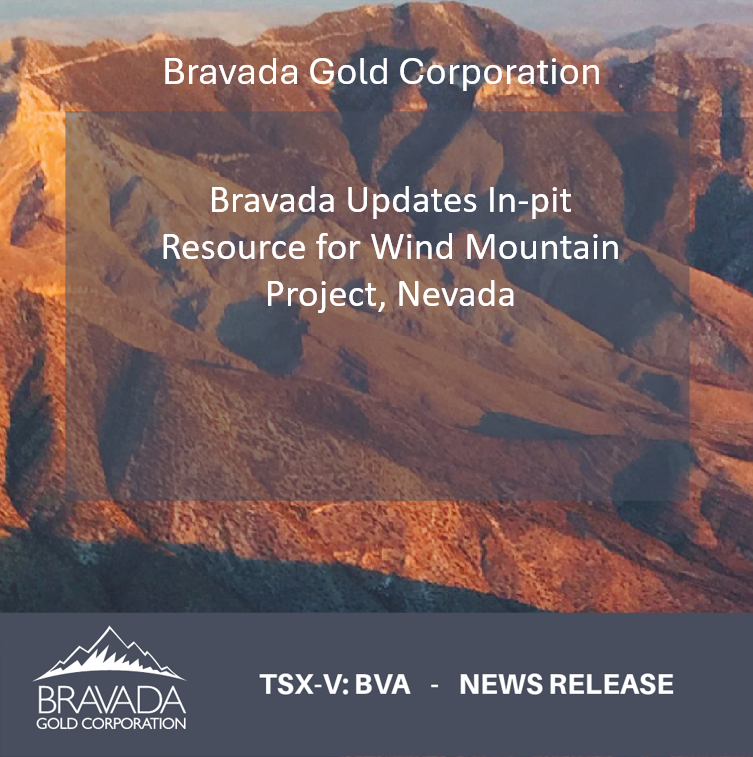 Bravada Updates In-pit Resource for Wind Mountain Project, Nevada

Click Here for the full News Release: bit.ly/46K1bMG

#Gold #Silver #NevadaMining #juniormining #mineralexploration #PreciousMetals #MCMXGroup #preciousmetalsinvesting #mining #investing #WindMountain