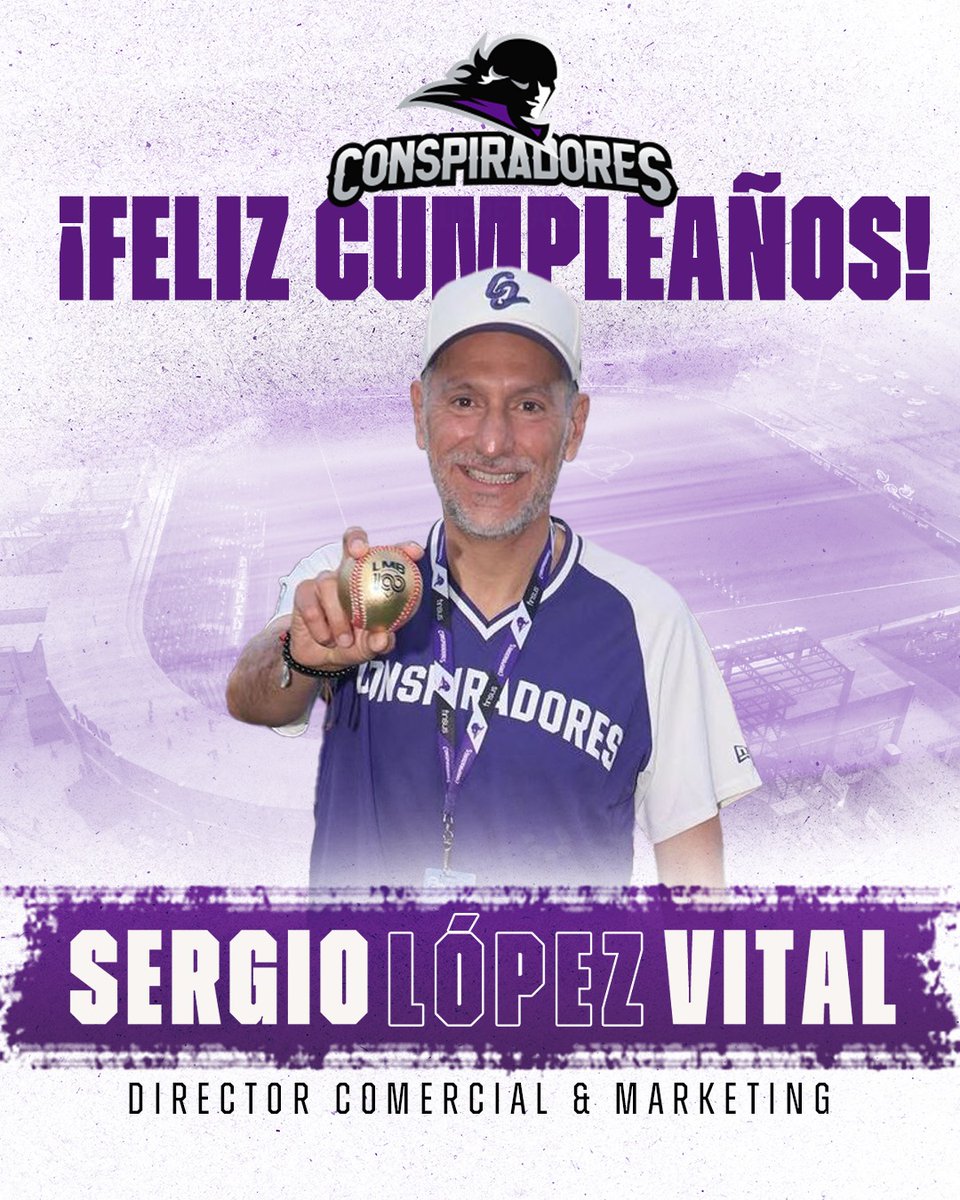🎉 ¡Feliz cumpleaños a nuestro Director Comercial y de Marketing, Sergio López Vital! Gracias por tu entrega y pasión por los Conspiradores. ⚾️💜

¡Que siga el éxito dentro y fuera del campo! 🎂🥳

#ConspiradoresDeQuerétaro #OrgulloConspirador #BeisbolMexicano