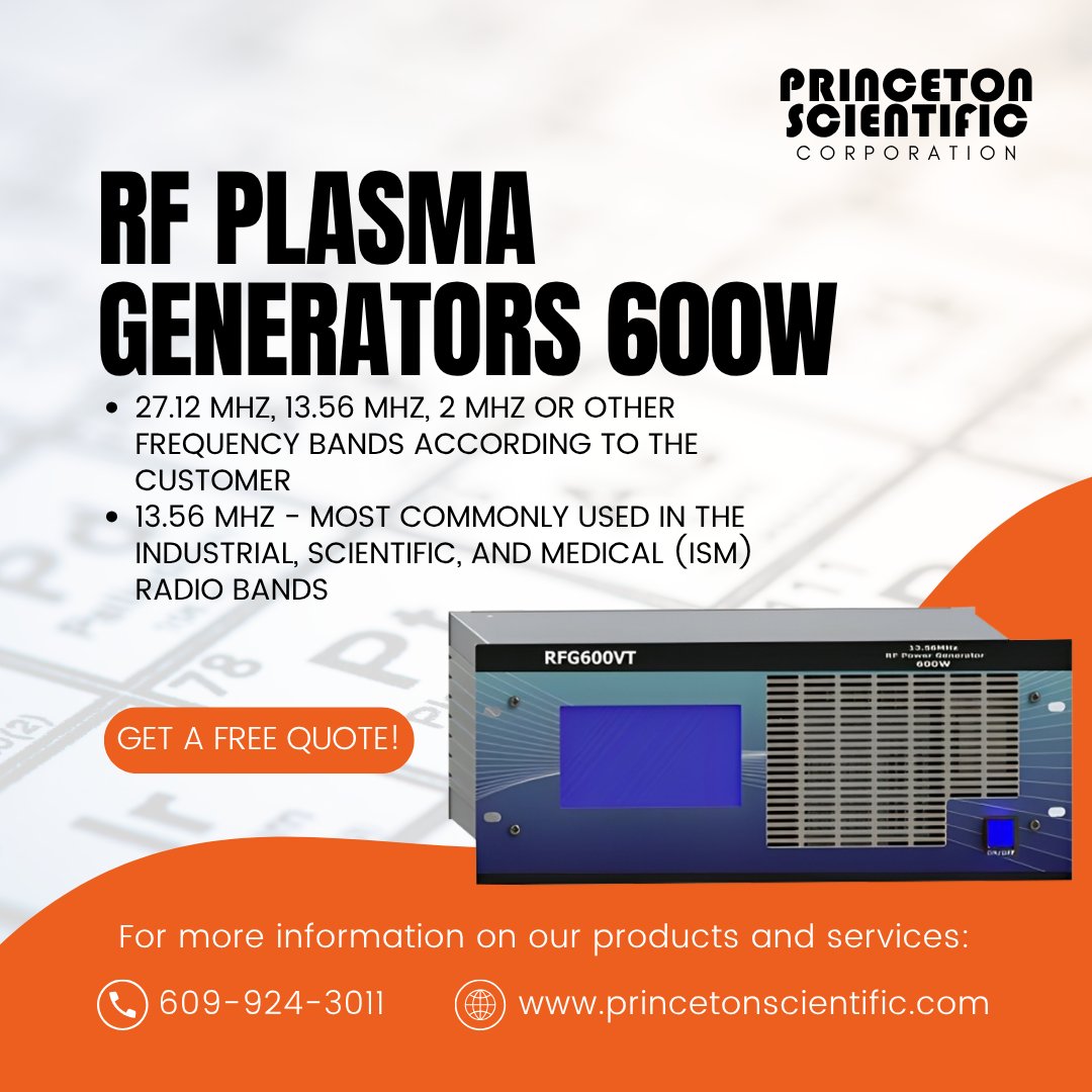 Princeton_Sci's tweet image. Need more power for your chamber? The 600 W RF plasma generator delivers stable, controllable output for medium-scale processes.
#PlasmaProcessing #ThinFilms #ProcessControl