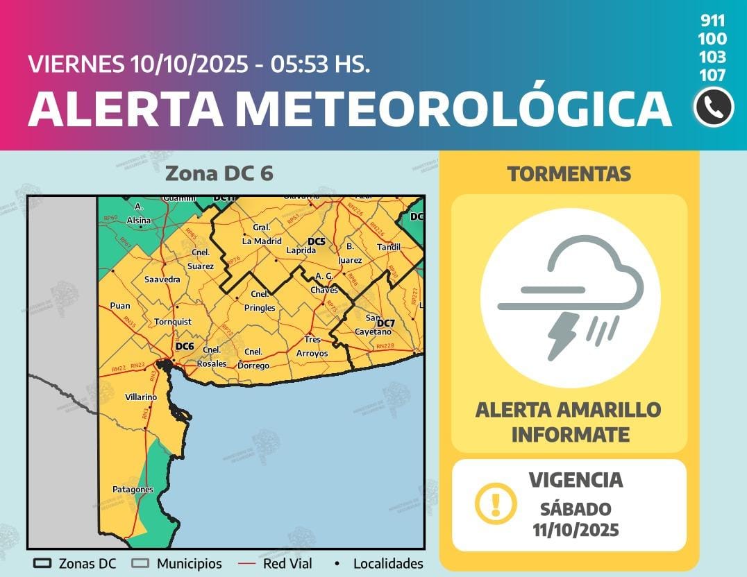 Informe meteorológico - 15.00 hs

Durante la jornada de mañana se espera que un sistema de baja presión provoque lluvias y tormentas aisladas sobre el municipio. Entre las 02 y 05 am comenzarán a registrarse lloviznas y precipitaciones dispersas, las cuales se irán intensificando
