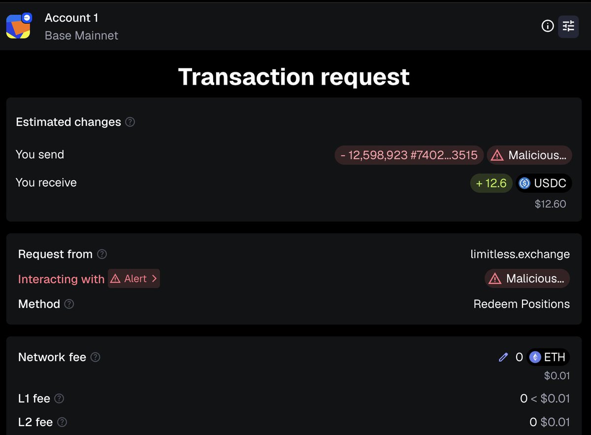 qedk_'s tweet image. welp seems like m*tam*sk is flagging @trylimitless contracts as malicious 🤣