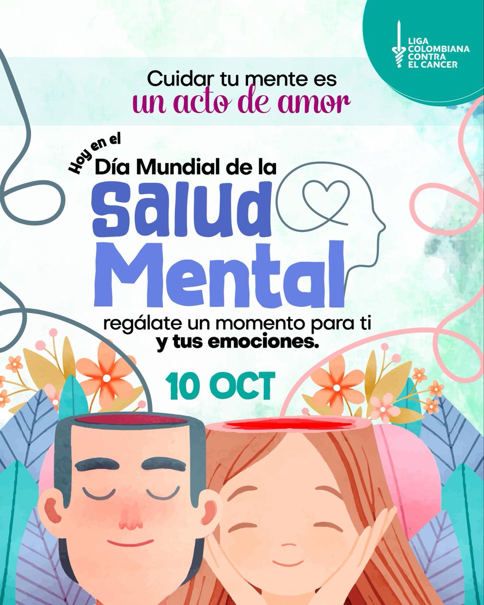 La salud mental también es parte de la vida. 💚

Desde la Liga Colombiana Contra el Cáncer recordamos que hablar y cuidar de nuestras emociones es un paso clave para el bienestar integral. 🌿

#DíaMundialDeLaSaludMental #SaludMental #LaLigaTeInforma