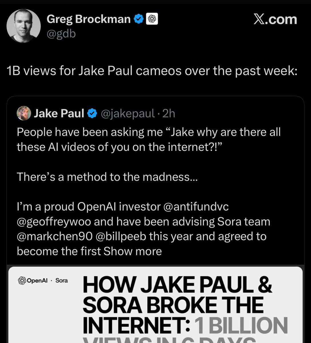 We used ground breaking AI to simulate a multiverse of gay Jake Pauls and generated 1B views in a week! 

One step closer to agi!