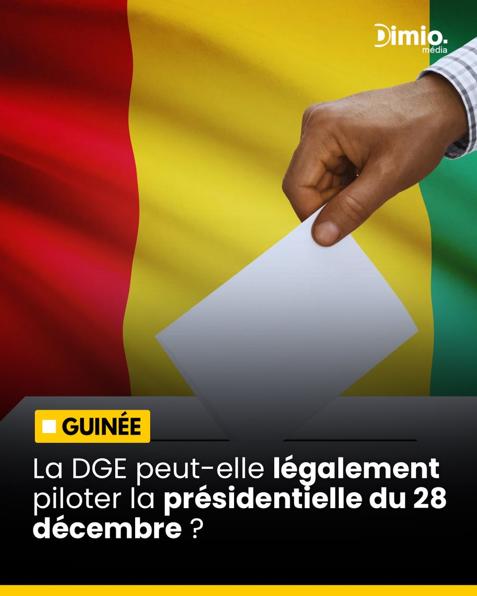 🗳️ La présidentielle en #Guinée est fixée au 28 décembre 2025. Mais à l'approche du vote, la polémique enfle : la DGE, créée par décret en juin 2025, est-elle légitime pour organiser ce scrutin crucial ?

➡️ À lire ici : dimiomedia.org/news/Guin%C3%A…