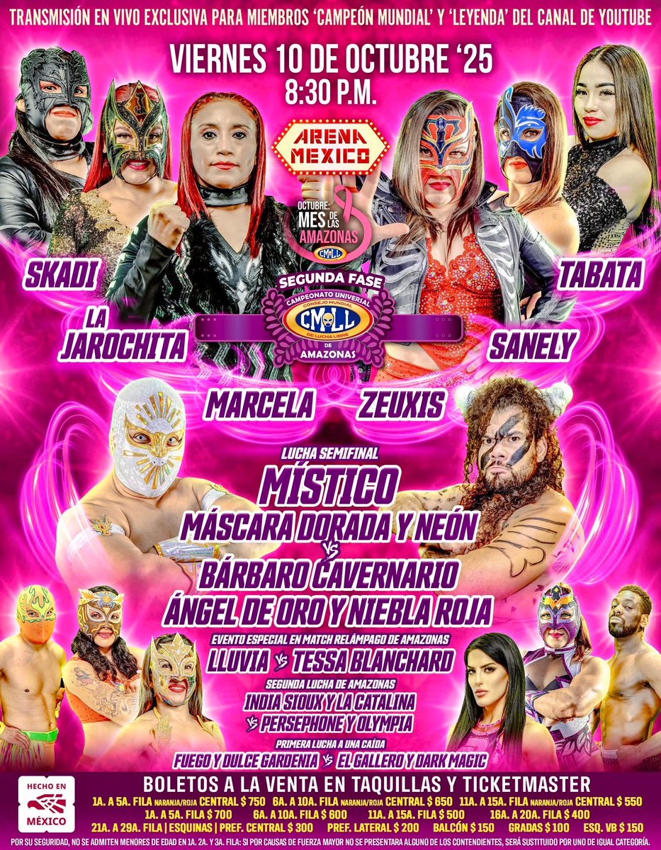 Hoy!! Amazonas en acción! Noche de chicas indomables ♥️ #campeonadeoccidente #lapequeñatentacion #CMLL #ChicasIndomables #campeonamundial #lluvia #CMLL #arenamexico #viernes